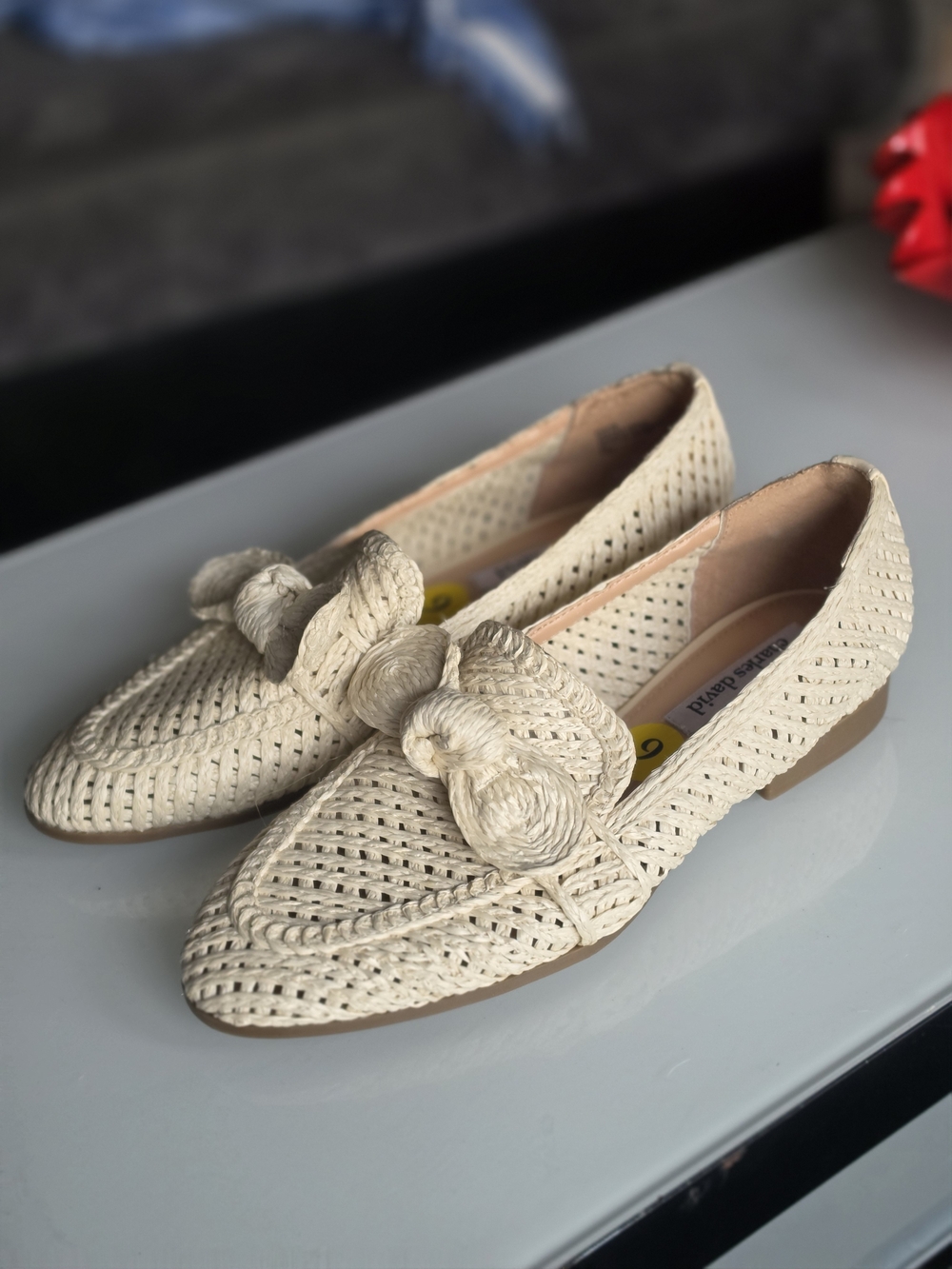 ✨️Charles David Woven Cream Loafer with Bow Detail - Women